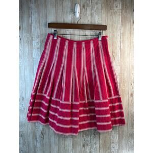 Talbots Skirt‎ Womens 4P Hot Pink White Embroidery A Line Side Zip Casual Career